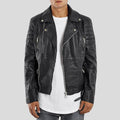 Men’s Alvin Black Biker Quilted Leather Jacket | Slim Fit Cycle Racer | Full Grain Apparel