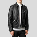 Men’s Benn Black Motorcycle Leather Jacket | Real Sheepskin Racer | Full Grain Apparel