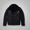 Men’s "RAF-Stealth" Moto-Flyer | New Edition Black Sheepskin | Premium Shearling-Lined B3 Aviator Jacket | Full Grain Apparel