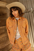 Women’s "Copper Canyon" Retro Moto | Premium Cognac Lambskin | Hand-Set Silver Spikes & Vintage Studs | Full Grain Apparel