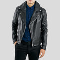 Men’s Barden Black Motorcycle Leather Jacket | Real Sheepskin Cafe Racer | Full Grain Apparel