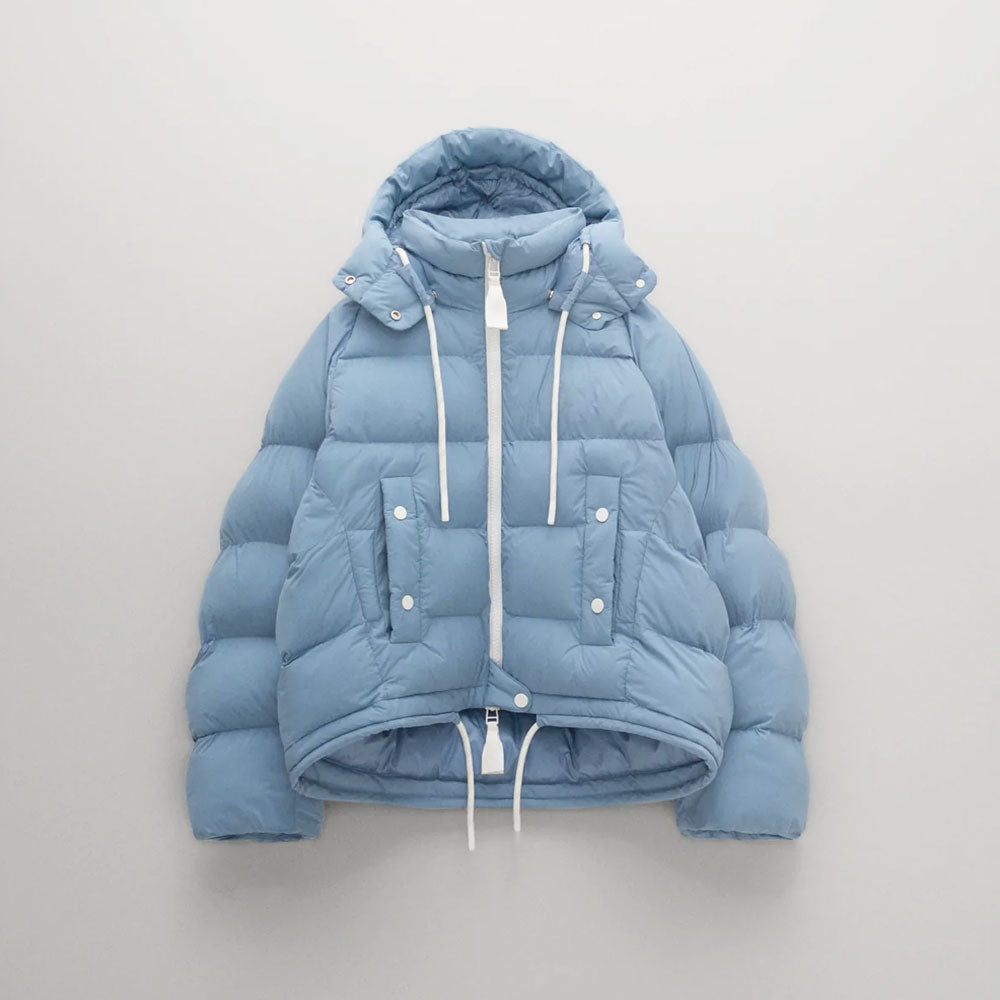 Women’s "Retro-Sky" Vintage Puffer | Premium Dust Blue Matte Finish | Heritage Inspired Quilted Winter Jacket | Full Grain Apparel