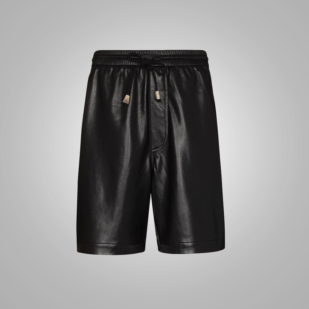 Men’s "Aero-Luxe" Urban Shorts | Premium Black Lambskin | Ultra-Soft Genuine Leather Streetwear | Full Grain Apparel