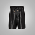 Men’s "Aero-Luxe" Urban Shorts | Premium Black Lambskin | Ultra-Soft Genuine Leather Streetwear | Full Grain Apparel