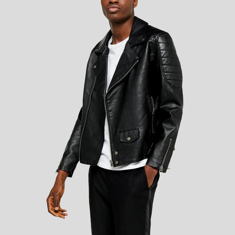 Men’s Alpha Black Biker Quilted Leather Jacket | Rugged Cycle Racer | Full Grain Apparel