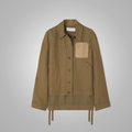 Women’s "Tactical-Luxe" Hybrid Shirt | New Army Green Solid Cloth & Leather | Premium Button-Down Utility Top | Full Grain Apparel
