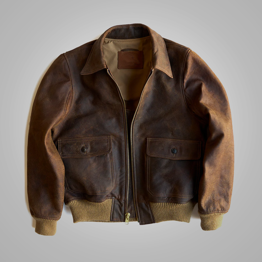 Men’s "Iron-Wing" Aviator-Biker | Heavy-Duty Brown Cowhide | RAF-Spec Flight Biker Jacket | Full Grain Apparel