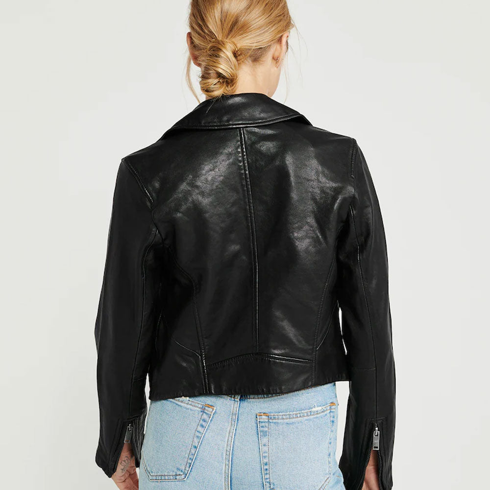 Women’s Black Biker Leather Jacket | Signature Full-Grain Moto | Full Grain Apparel