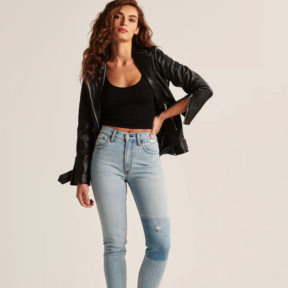 Women’s Black Lambskin Leather Biker Jacket | Luxury Soft-Touch Moto | Full Grain Apparel