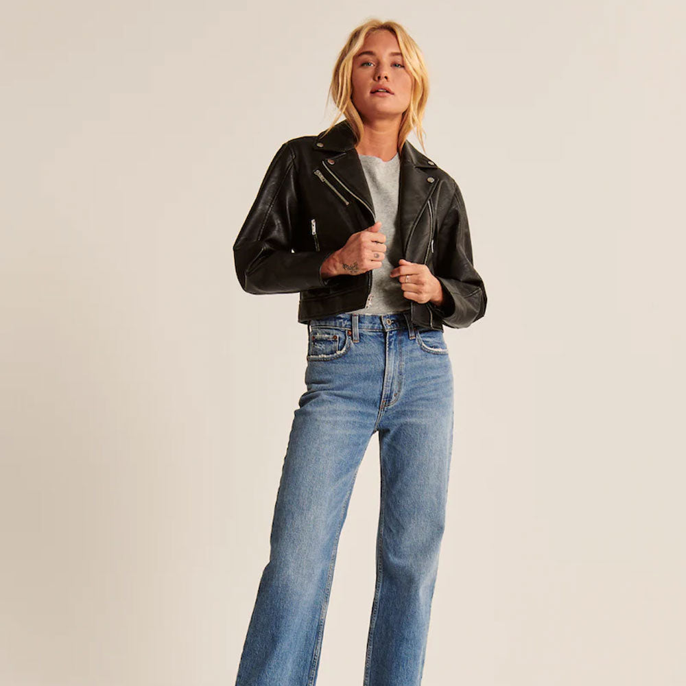 Women’s Black Cowhide Biker Leather Jacket | Heavy-Duty Classic Moto | Full Grain Apparel