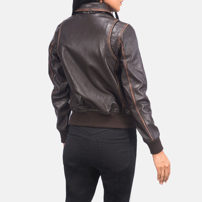 Women’s Westa A-2 Brown Leather Bomber Jacket - The Heritage Aviator | Full Grain Apparel