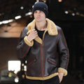 Men’s Brown B-3 Shearling Leather Bomber - The Original Cold-Weather Icon | Full Grain Apparel