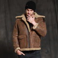 Men’s Brown Short Sheepskin Fur Shearling Leather Jacket - The Modern Minimalist | Full Grain Apparel