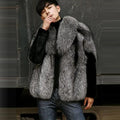 Men’s Winter Grey Shearling Jacket with Fox Fur & Mink Trim | Full Grain Apparel