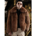 Men’s Black Short Fox Fur Leather Winter Coat Jacket | Full Grain Apparel