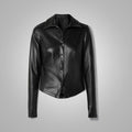 Women’s "Second-Skin" Leather Shirt | Premium Black Napa Sheepskin | Smooth-Sleeve Slim Fit Button-Down | Full Grain Apparel