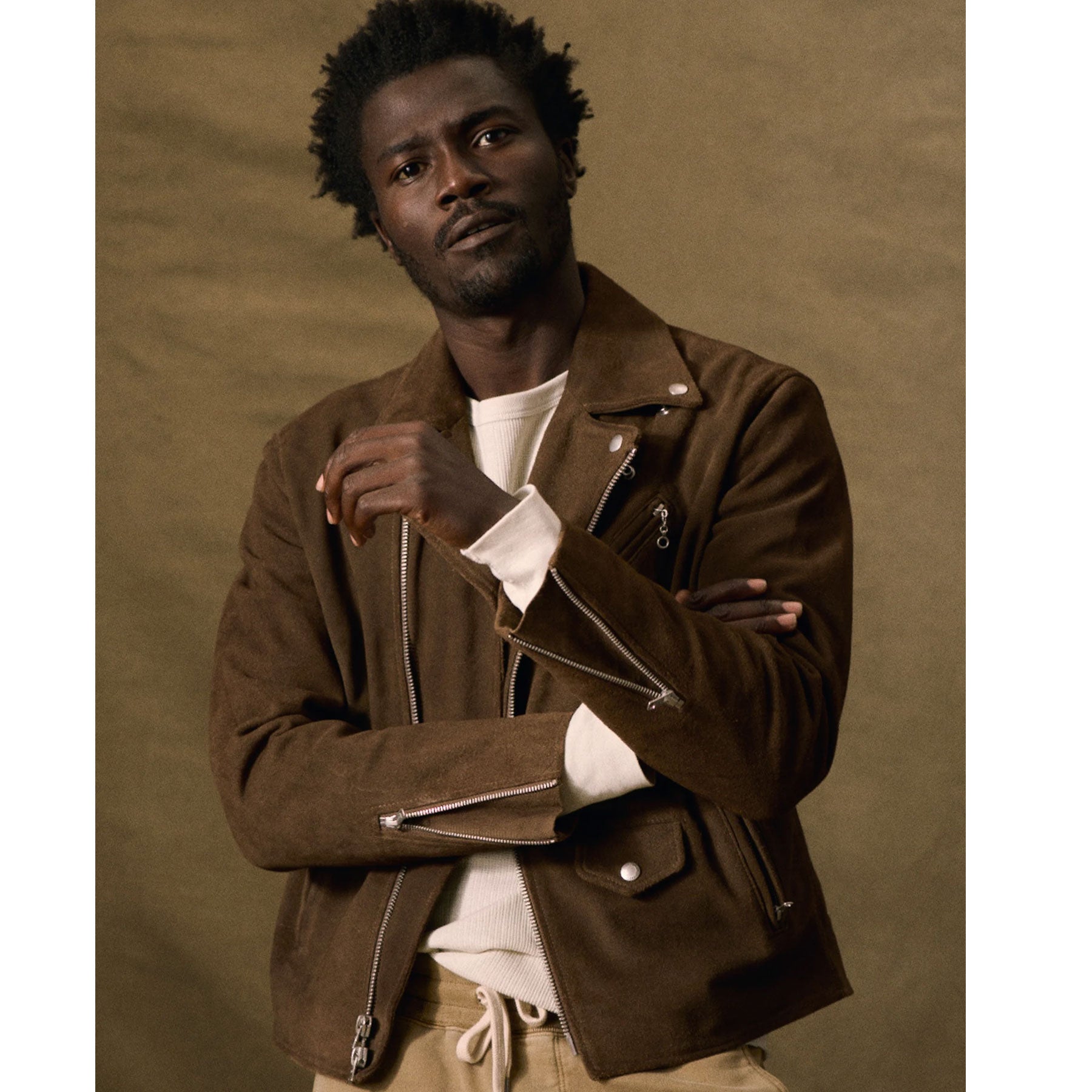 Men’s "Canyon Bridge" Hybrid Bomber | Brown Suede & Smooth Leather | Jeans-Style Trucker Fusion | Full Grain Apparel