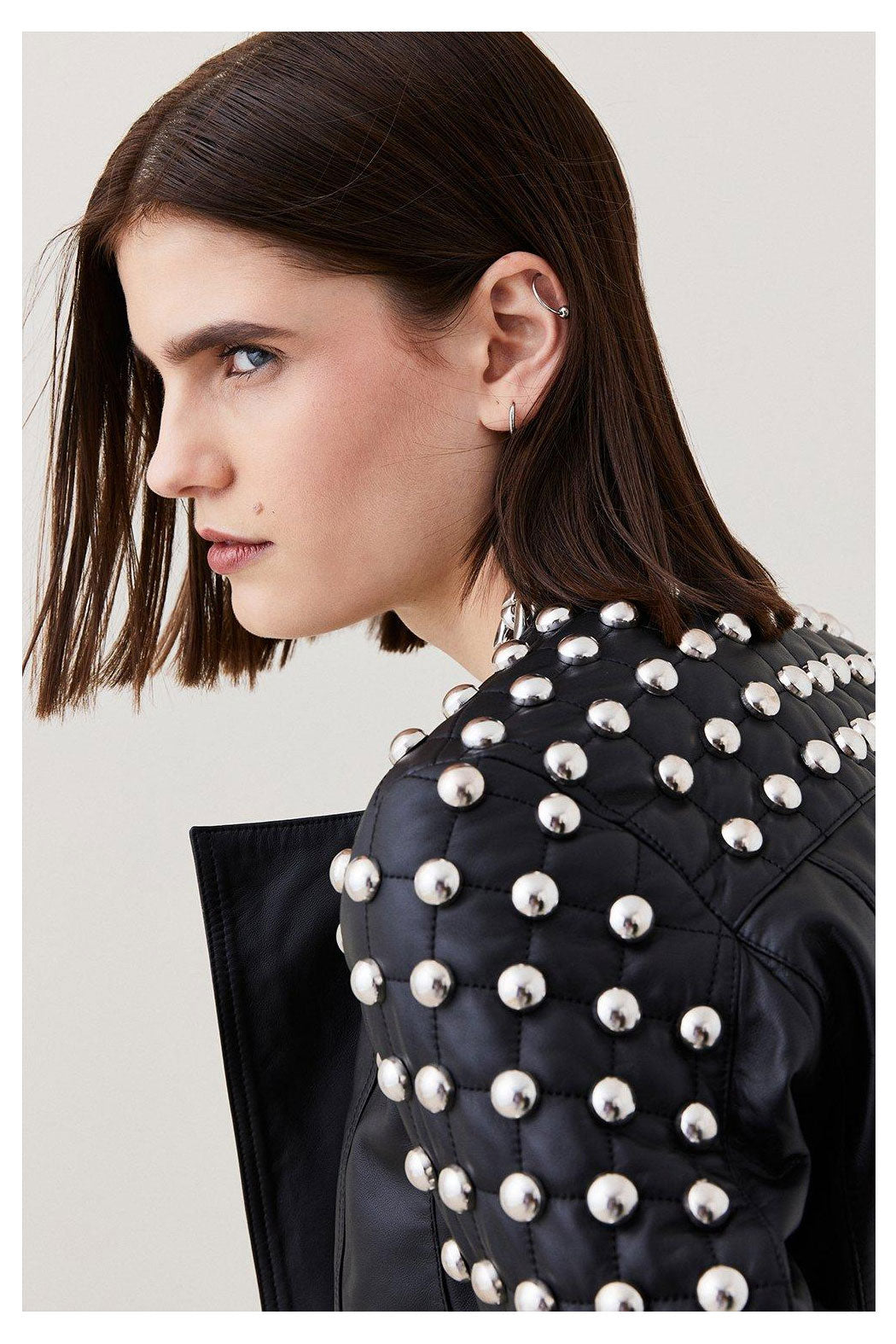Women’s "Midnight Havoc" Biker | Premium Black Lambskin | Hand-Set Silver Spikes & Industrial Studded Leather | Full Grain Apparel