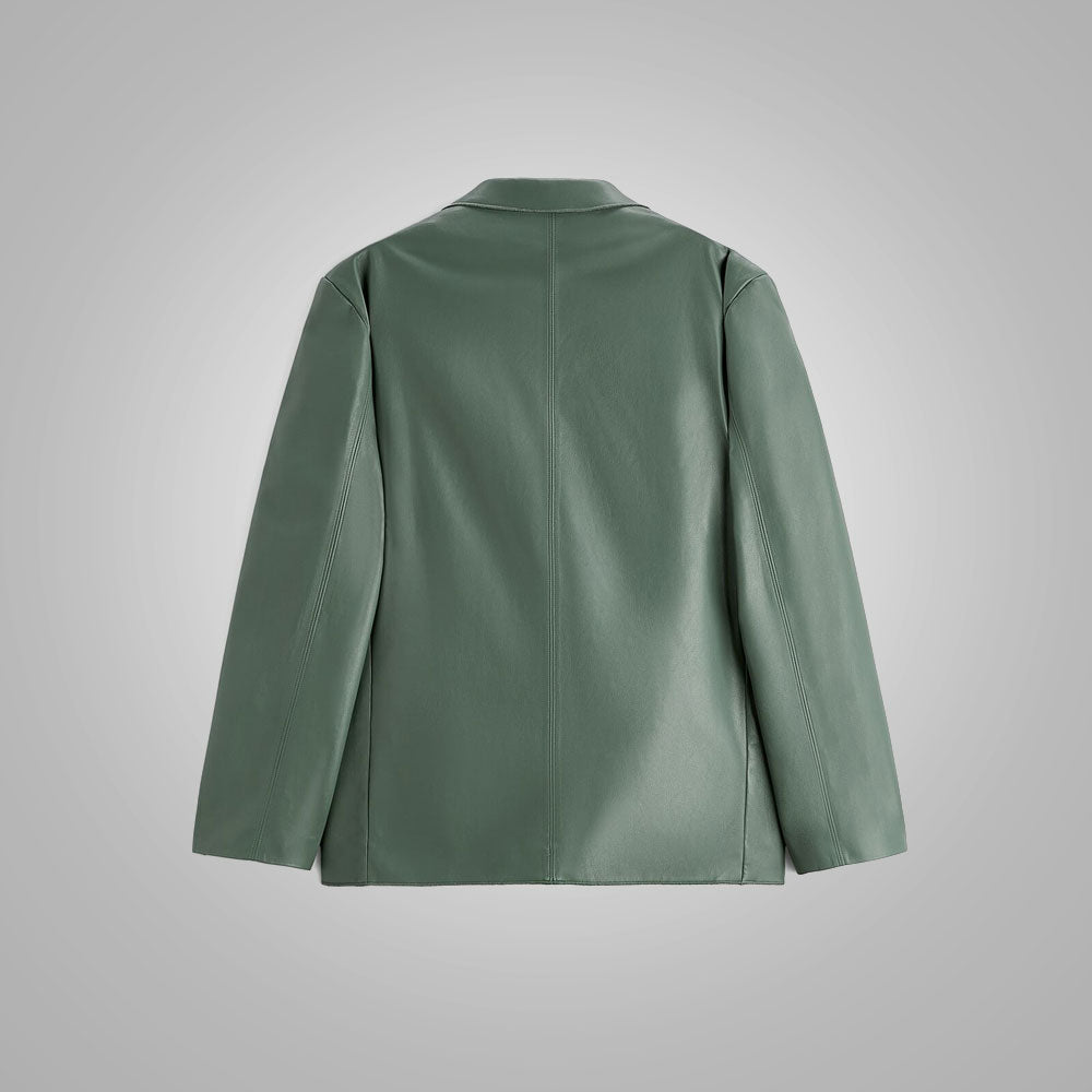 Blazer de hombre "Slate Elite" | Piel de cabra gris de primera calidad | Americana deportiva de cuero ultraligero y suave | Prenda de cuero de plena flor