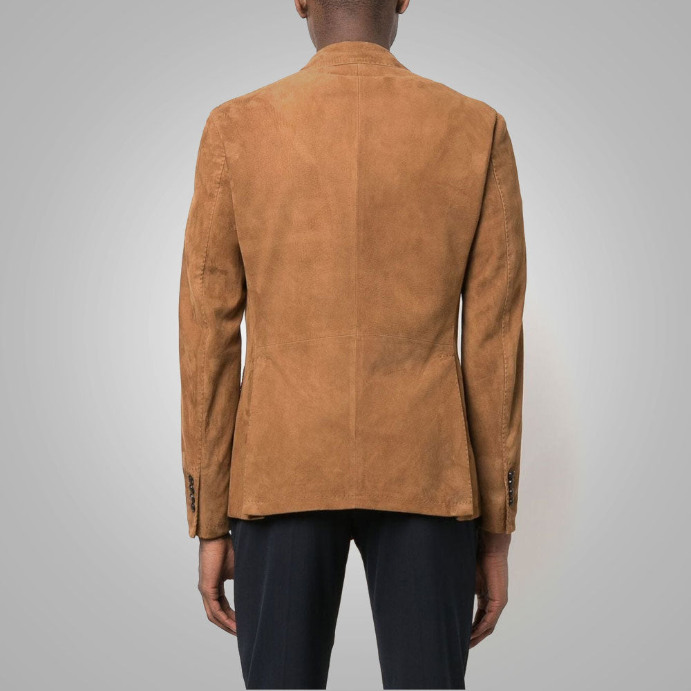 Blazer cruzado para hombre "Grand Haven" | Piel de gamuza de primera calidad | Saco deportivo clásico de seis botones | Prenda de piel plena flor