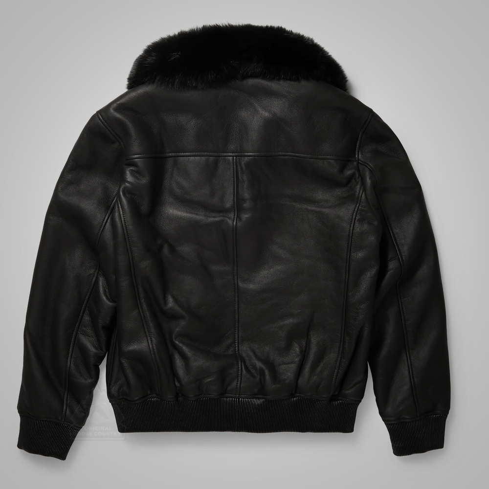 Aviador "Phantom-B3" para hombre | Piel de oveja auténtica negra | Chaqueta bomber de piel de oveja de primera calidad | Prenda de cuero de grano completo