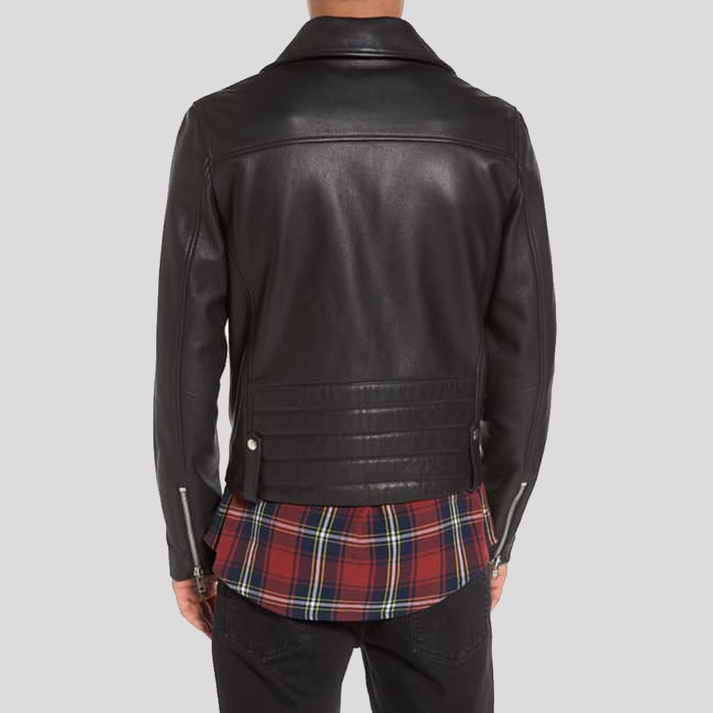 Men’s Caden Black Biker Leather Jacket | Slim Fit Cycle Racer | Full Grain Apparel