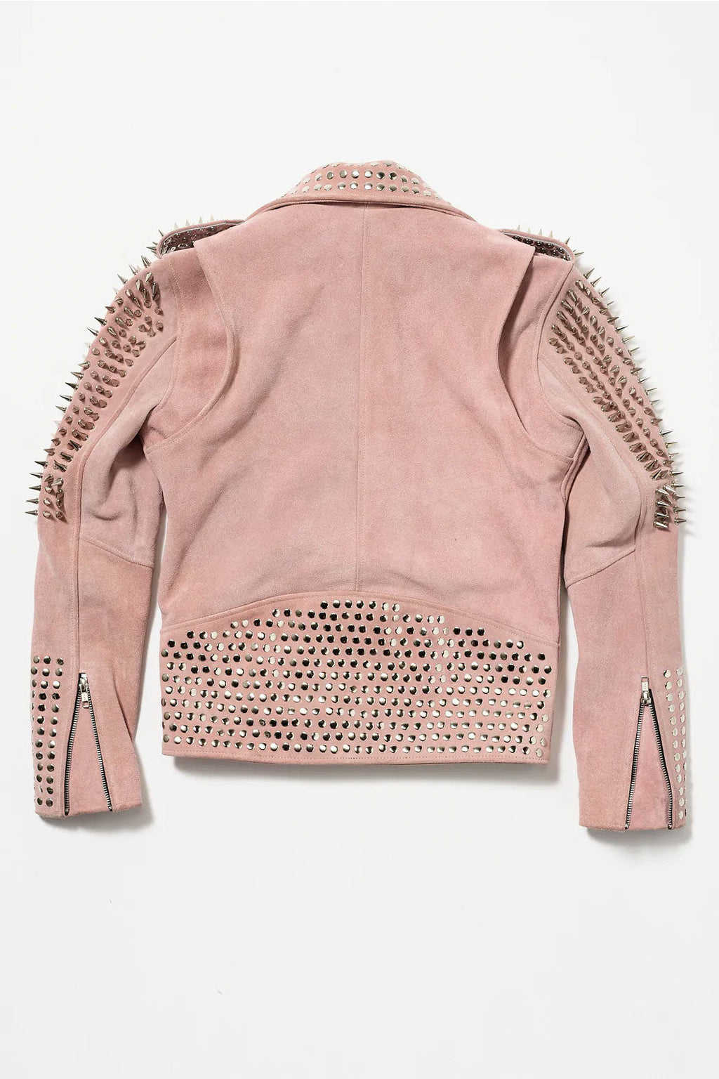 Women’s "Neon Rebel" Moto Jacket | Premium Candy Pink Lambskin | Hand-Set Silver Spikes & Pyramid Studs | Full Grain Apparel