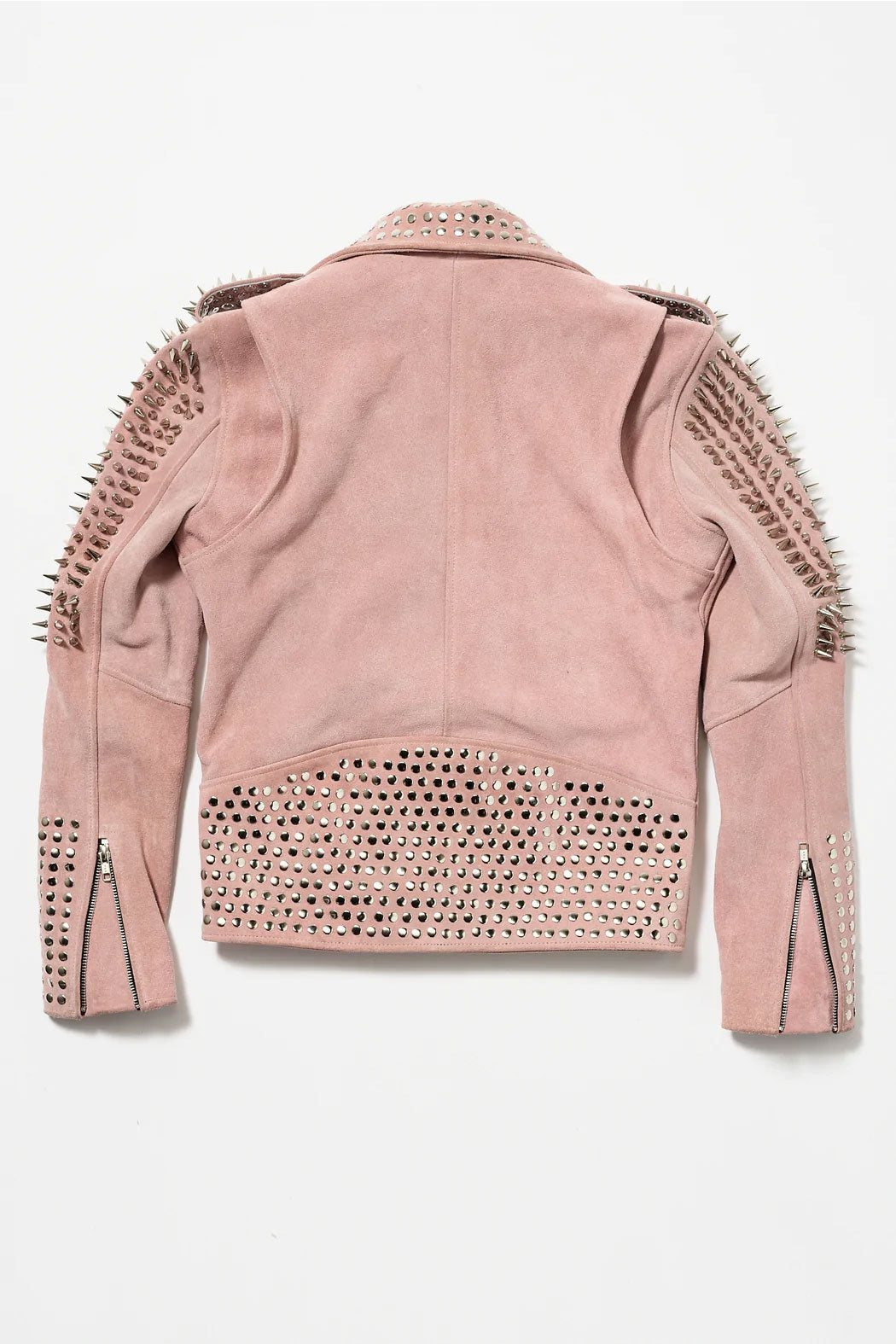 Women’s "Neon Rebel" Moto Jacket | Premium Candy Pink Lambskin | Hand-Set Silver Spikes & Pyramid Studs | Full Grain Apparel