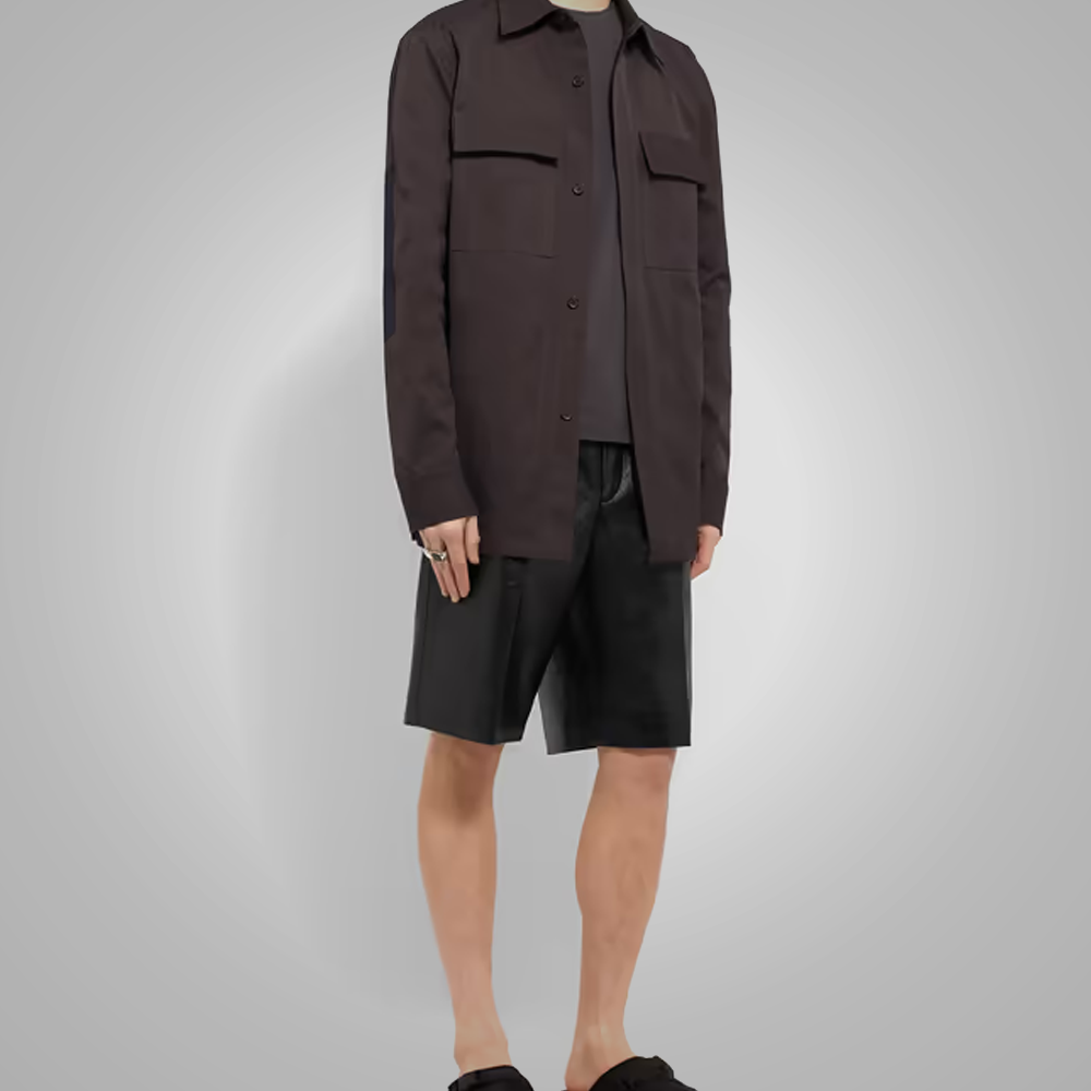 Pantalones cortos premium "Shadow-Run" para hombre | Piel de oveja negra genuina | Ropa urbana de lujo en piel | Prendas de plena flor