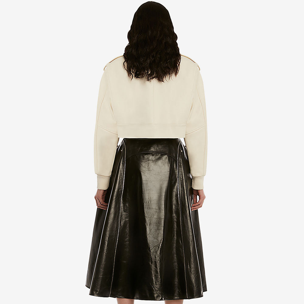 Women’s White RAF Aviator Sheepskin Shearling Bomber Jacket | "Winter Snow" B3 Flight Coat | Full Grain Apparel