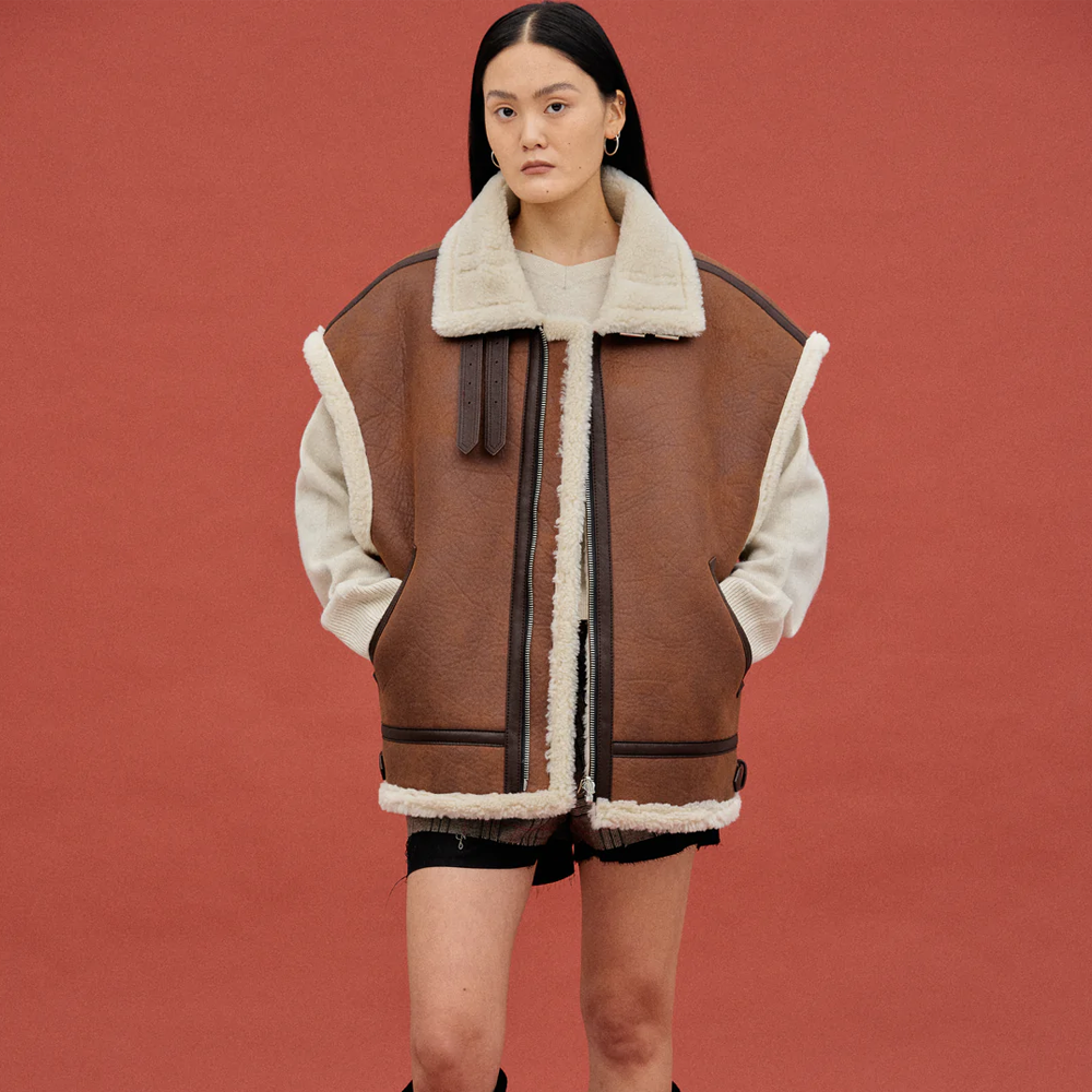 Women’s "Horizon Pilot" B3 | Premium Chocolate Sheepskin | Genuine Shearling Leather Aviator Vest | Full Grain Apparel