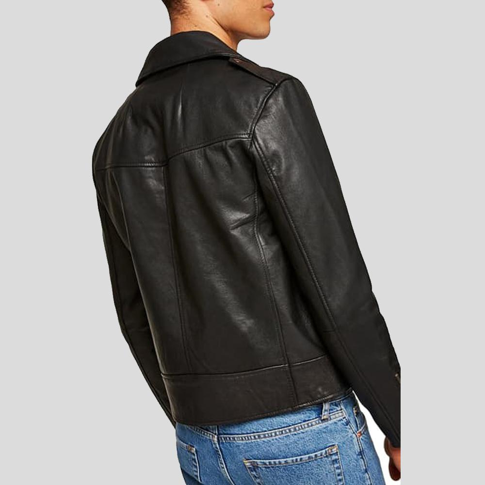 Men’s Aydan Black Motorcycle Leather Jacket | Real Sheepskin Racer | Full Grain Apparel