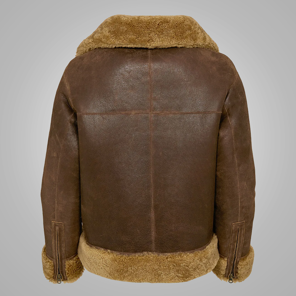 Women’s "Heritage Sky" B3 | Premium Chocolate Brown Leather | Genuine Sheepskin Shearling Flight Jacket | Full Grain Apparel