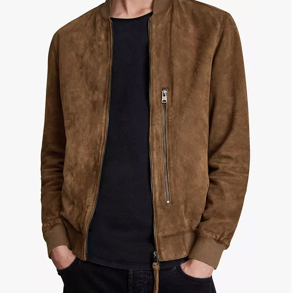 Men’s Brown Suede Real Leather Bomber Jacket - Luxury Urban Edition | Full Grain Apparel