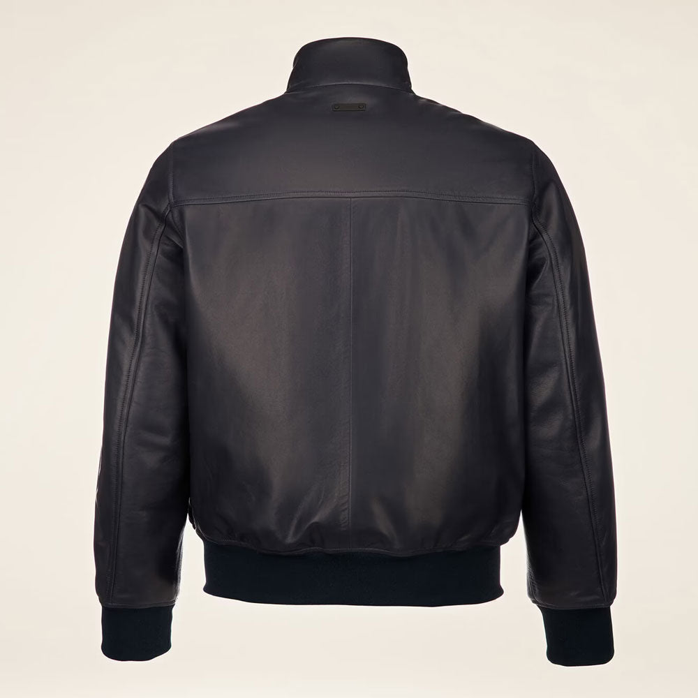 Men’s Shiny Black Bomber Leather Jacket - High-Gloss Urban Edition | Full Grain Apparel
