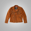 Men’s "Canyon Drifter" Western Jacket | Premium Cognac Suede | Hand-Finished Fringes & Native Heritage Style | Full Grain Apparel