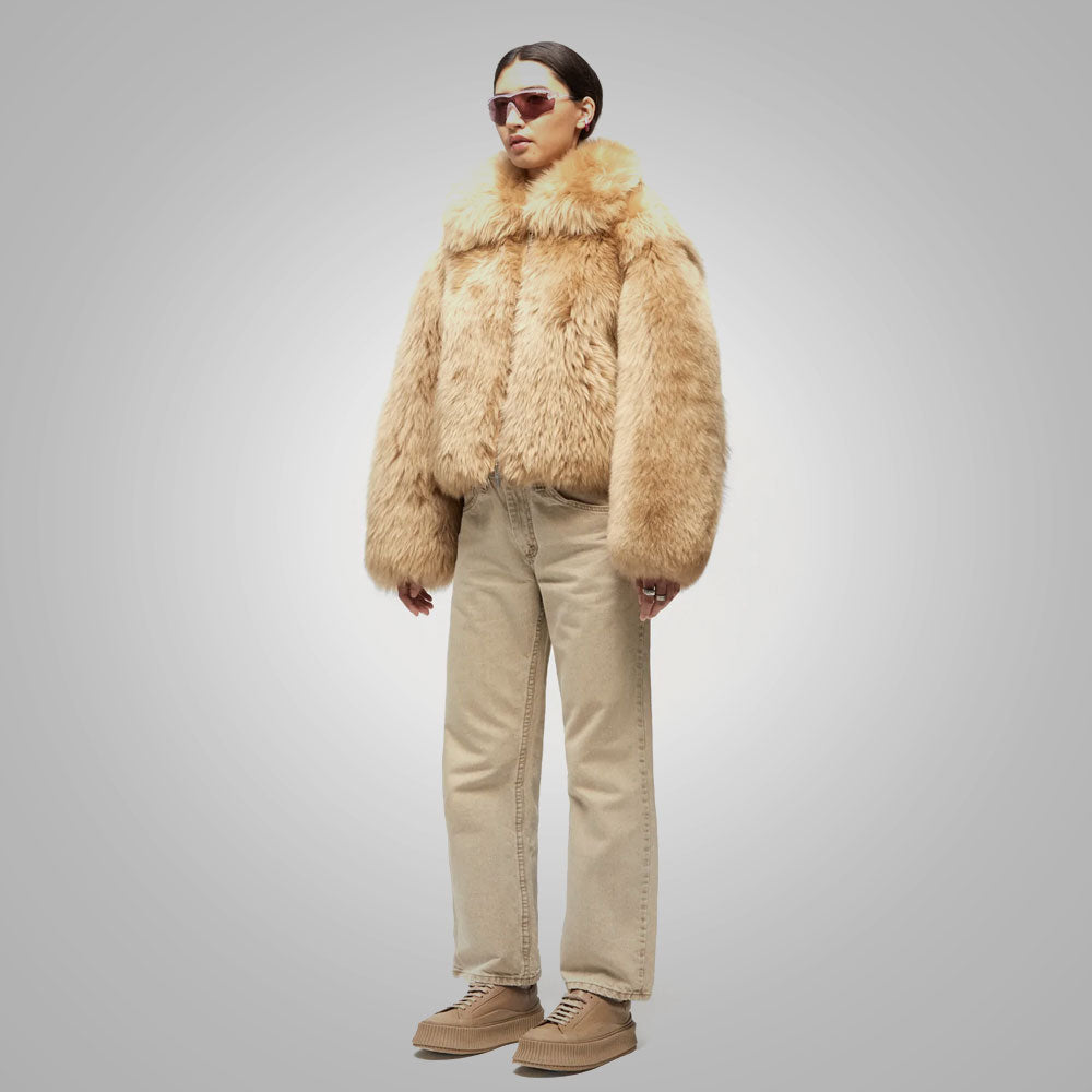 Women’s Alpine Amber Winter Coat | Premium Brown Sheepskin | Shearling-Lined Leather Jacket | Full Grain Apparel
