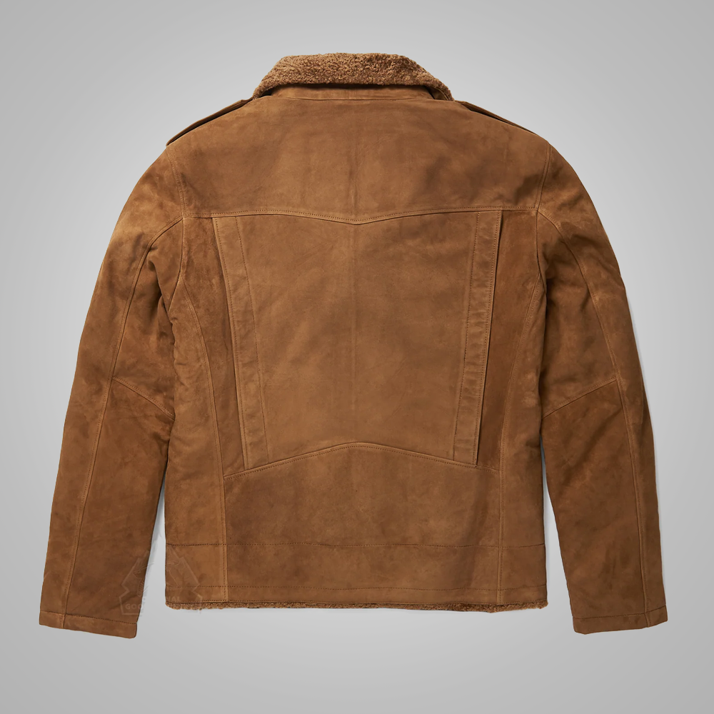 Cazadora bomber "Vertical-Aero" para hombre | Edición nueva en piel de oveja marrón | Chaqueta de aviador de piel de cordero premium | Ropa de piel plena flor