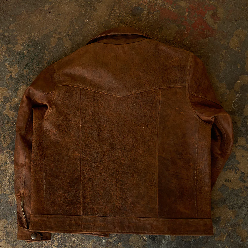 Men’s "Midnight Nomad" Hybrid | Premium Brown Lambskin | Iconic Trucker x Biker Leather Jacket | Full Grain Apparel
