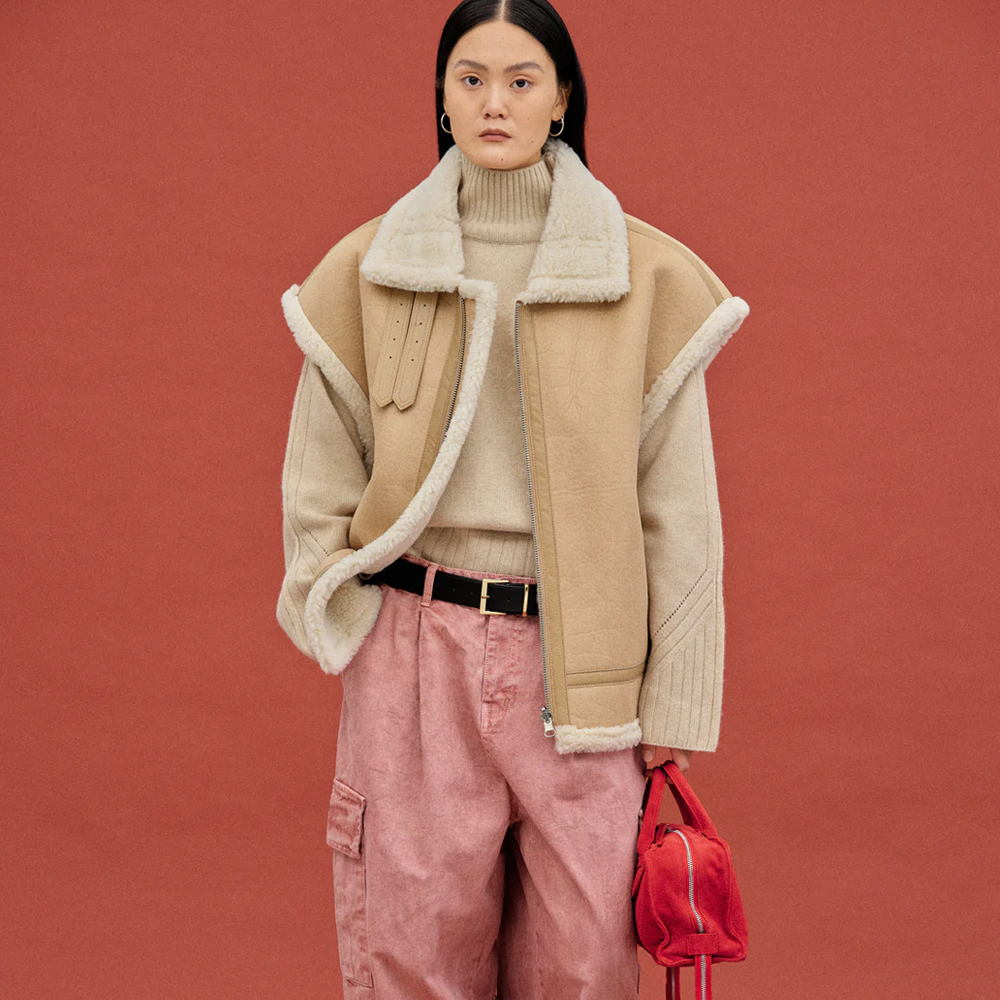 Women’s "Desert Frost" B3 Vest | Premium Camel Sheepskin | Ultra-Thick Real Fur Shearling Waistcoat | Full Grain Apparel