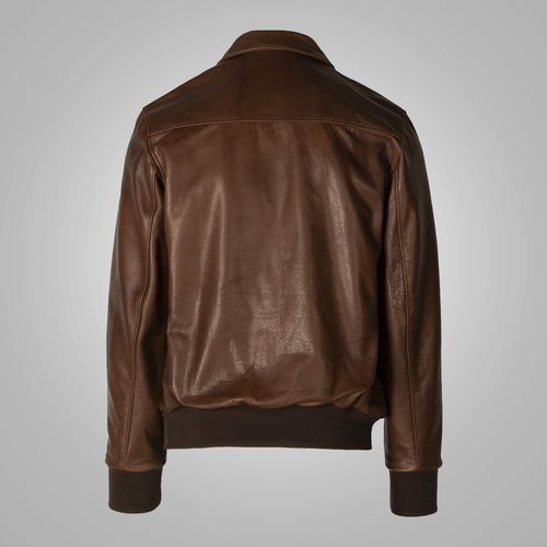 Chaqueta de aviador A-2 "Air-Ace" para hombre | Piel de cordero marrón de primera calidad | Bomber auténtica de herencia militar | Prenda de cuero de plena flor