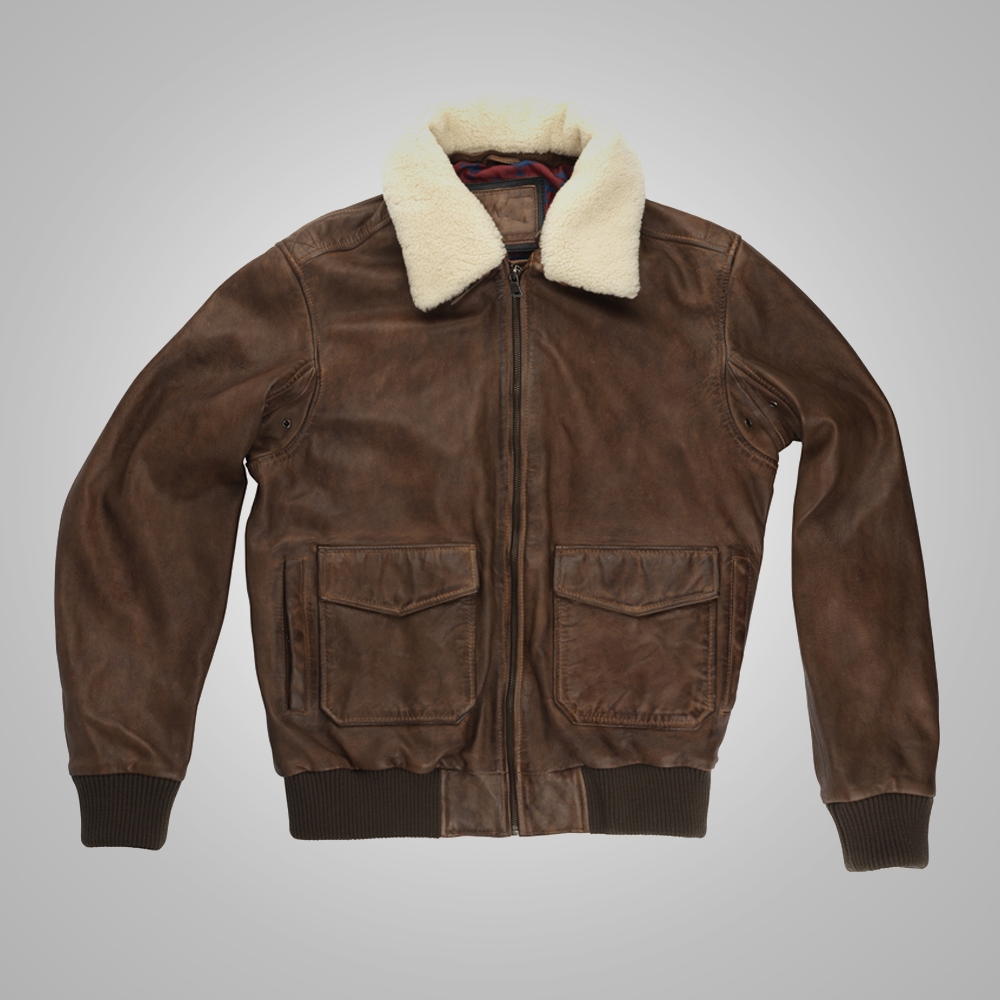 Men’s "High-Altitude" Aviator | Premium Brown Waxed Sheepskin | Industrial Shearling Flight Jacket | Full Grain Apparel