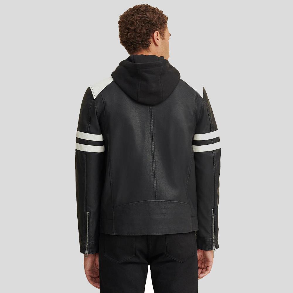 Chaqueta de cuero de motociclista negra Cody para hombre | Ciclista de piel de oveja auténtica | Prenda de cuero plena flor