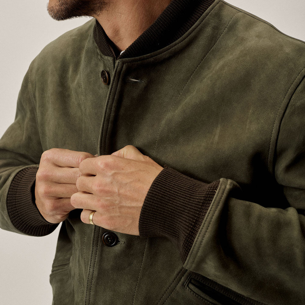 Men’s A1 Sheepskin Suede Leather Bomber Jacket - Heritage Flight Edition | Full Grain Apparel