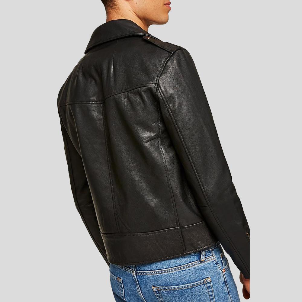 Men’s Bek Black Motorcycle Leather Jacket | Real Sheepskin Urban Racer | Full Grain Apparel