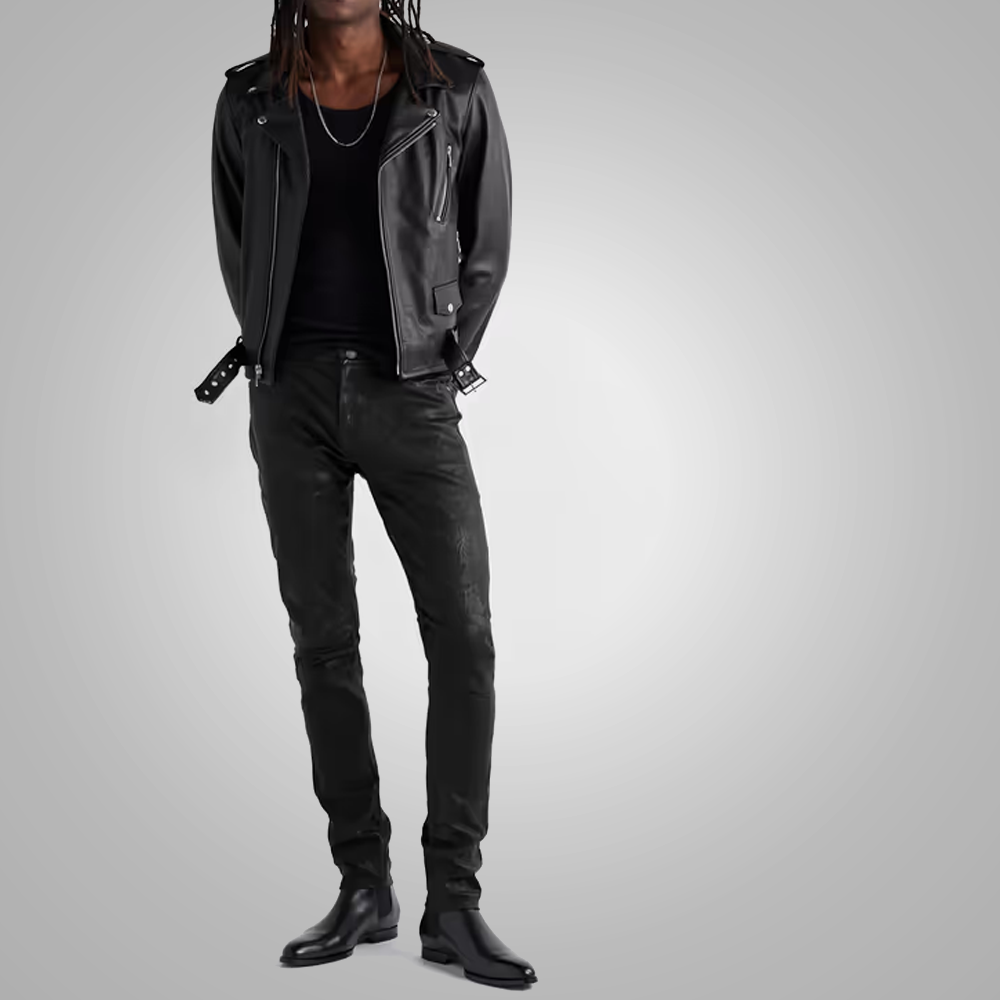Men’s "Titan-Grade" Moto Pants | Premium Black Cowhide | Heavy-Duty Genuine Leather Biker Trousers | Full Grain Apparel