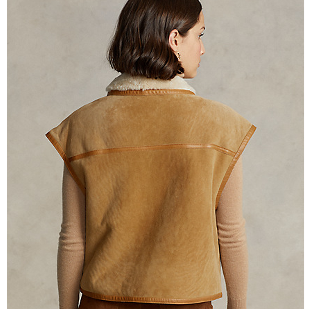 Women’s "Tundra Trail" Aviator | Premium Brown Sheepskin | Genuine Shearling Leather Flight Vest | Full Grain Apparel