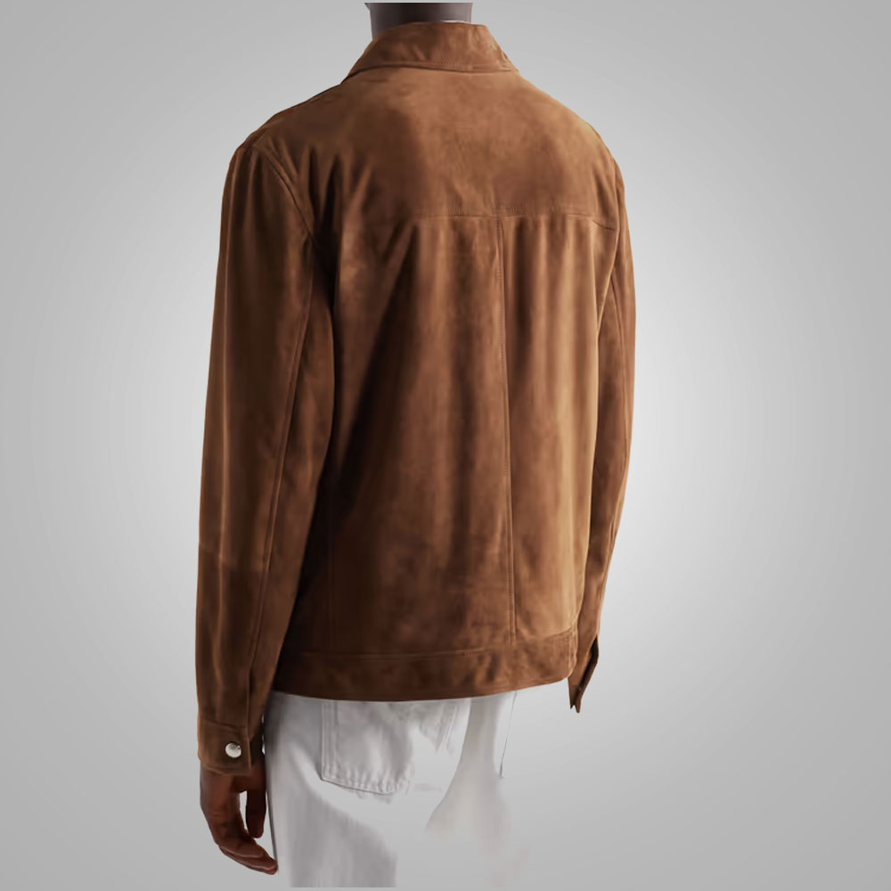 Men’s "Canyon Ridge" Trucker Jacket | Premium Brown Lambskin | Genuine Soft Leather Classic Sport Coat | Full Grain Apparel