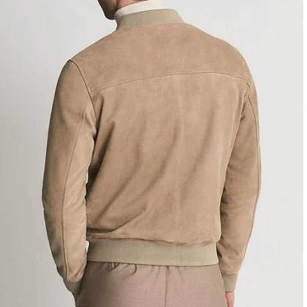 Men’s Brown Suede Leather Bomber Jacket - Earth Tone Aviator | Full Grain Apparel