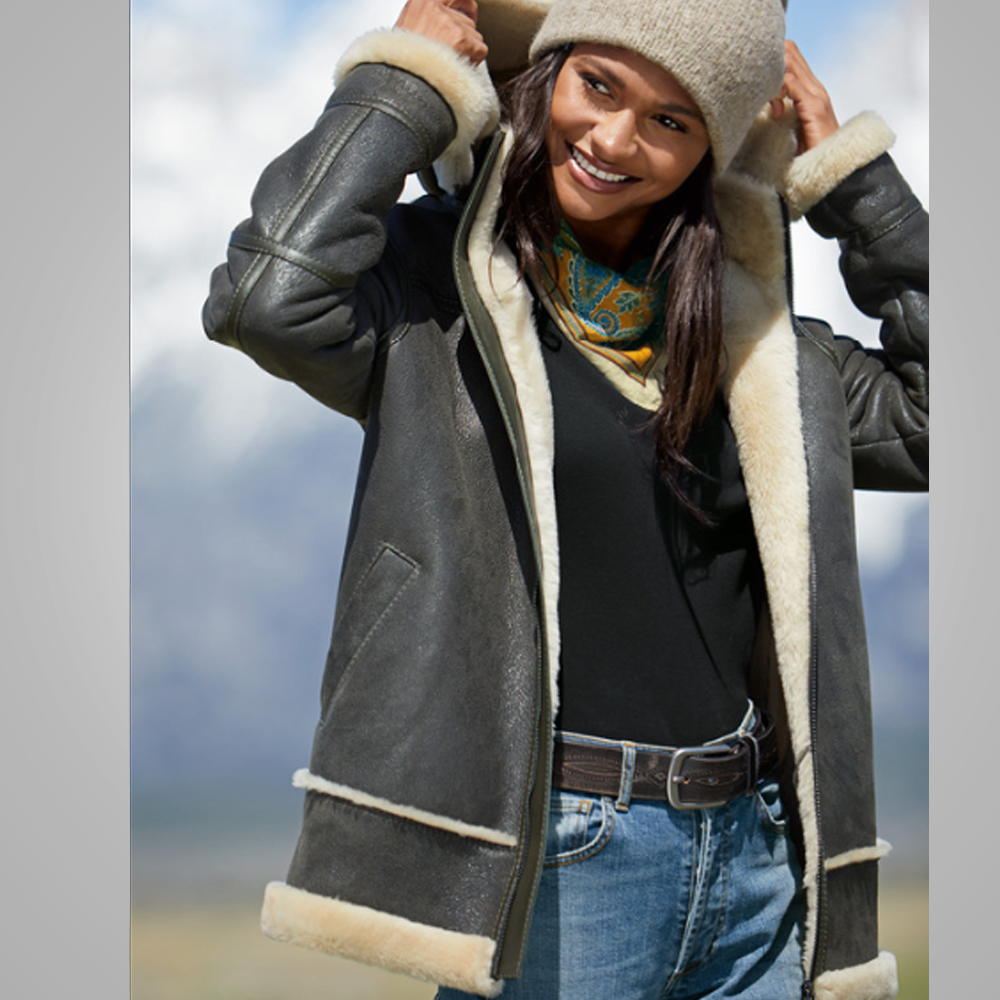 Women’s "Royal Wing" B3 Aviator | Premium Brown Leather | Authentic RAF Style Shearling Bomber Jacket | Full Grain Apparel
